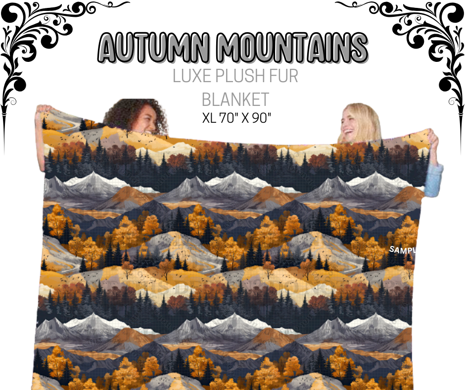Autumn Mountains Luxe Plush Fur Blanket XL