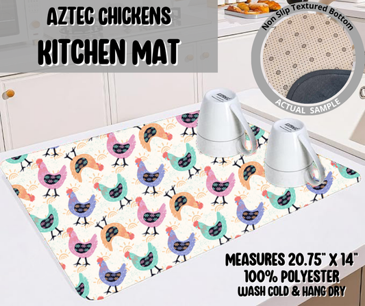 Preorder! Closes 5/22. ETA August. Aztec Chickens Kitchen Mat