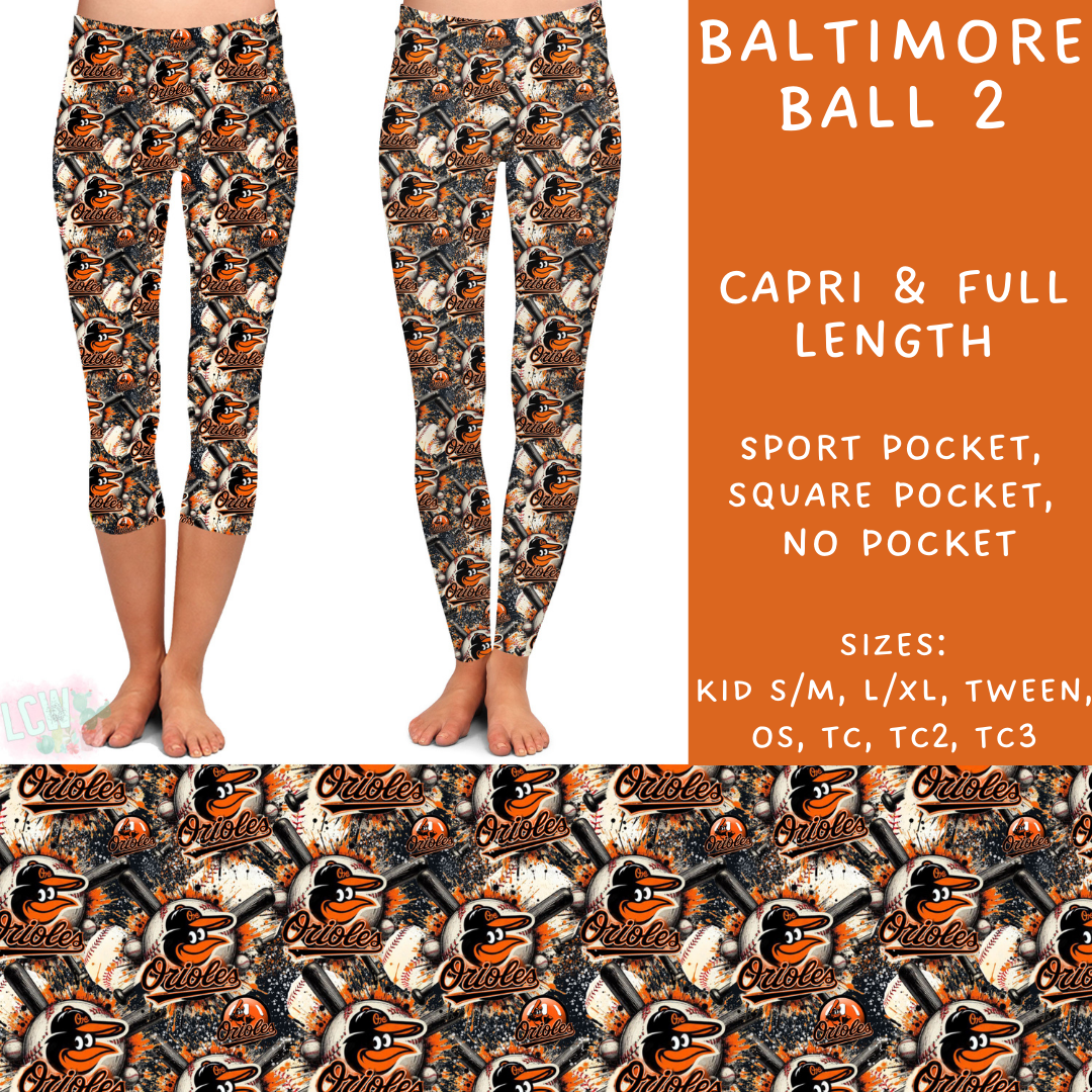 Batch #498 - Strike Out 3 - Closes 3/2 - ETA early May - Baltimore Ball 2 Full and Capri Length Leggings - Alonna's Legging Land