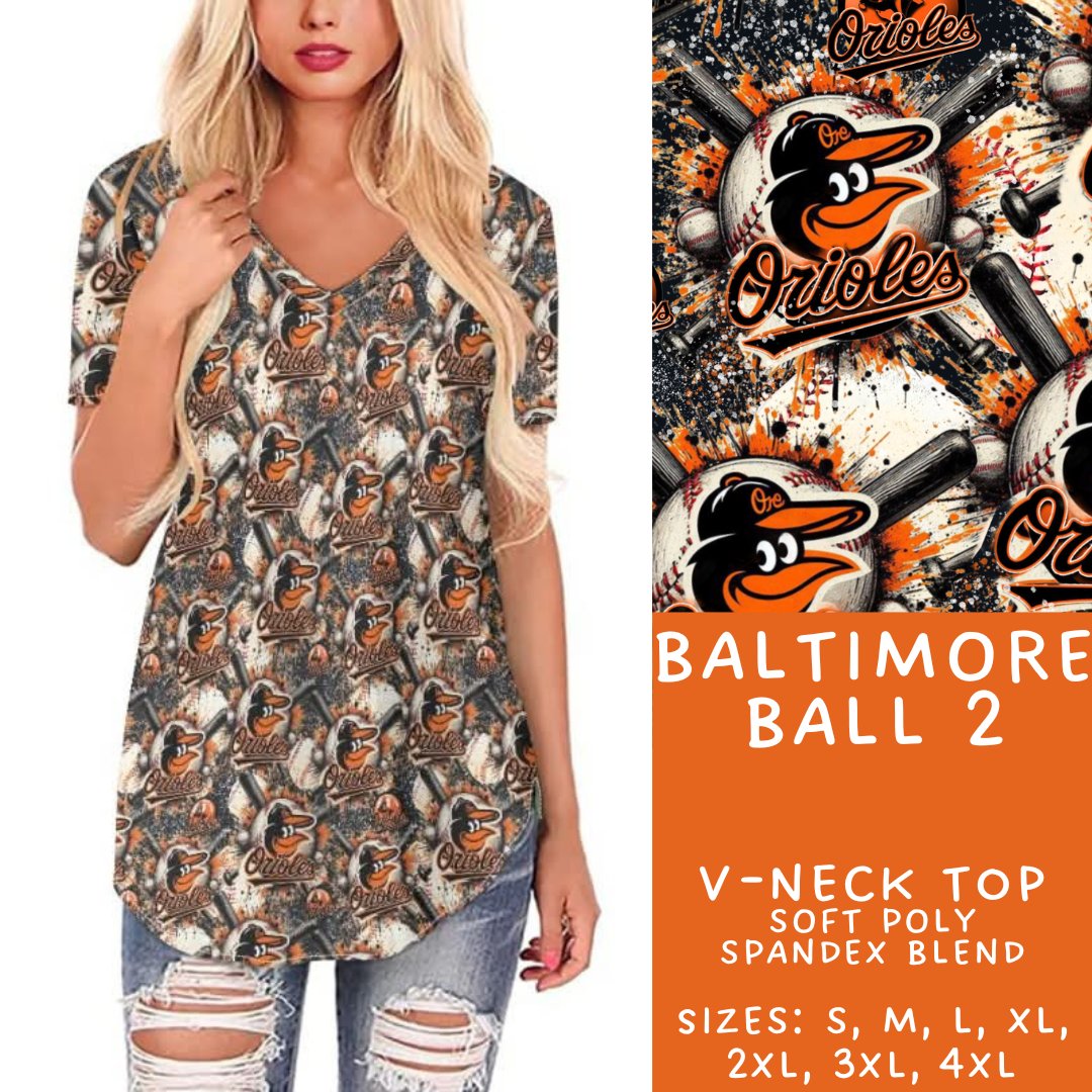Batch #498 - Strike Out 3 - Closes 3/2 - ETA early May - Baltimore Ball 2 V-Neck Tee - Alonna's Legging Land