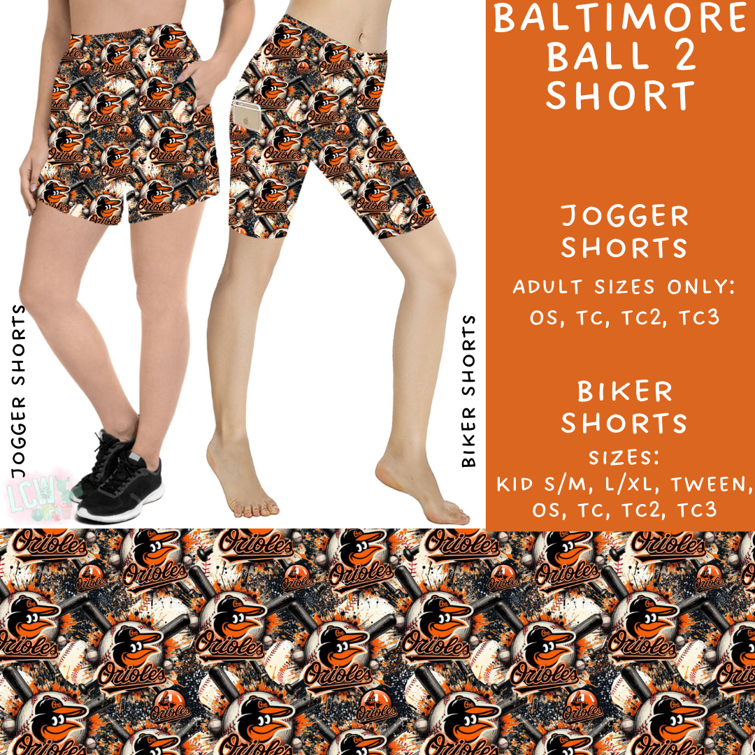 Batch #498 - Strike Out 3 - Closes 3/2 - ETA early May - Baltimore Ball 2 Biker & Jogger Shorts - Alonna's Legging Land