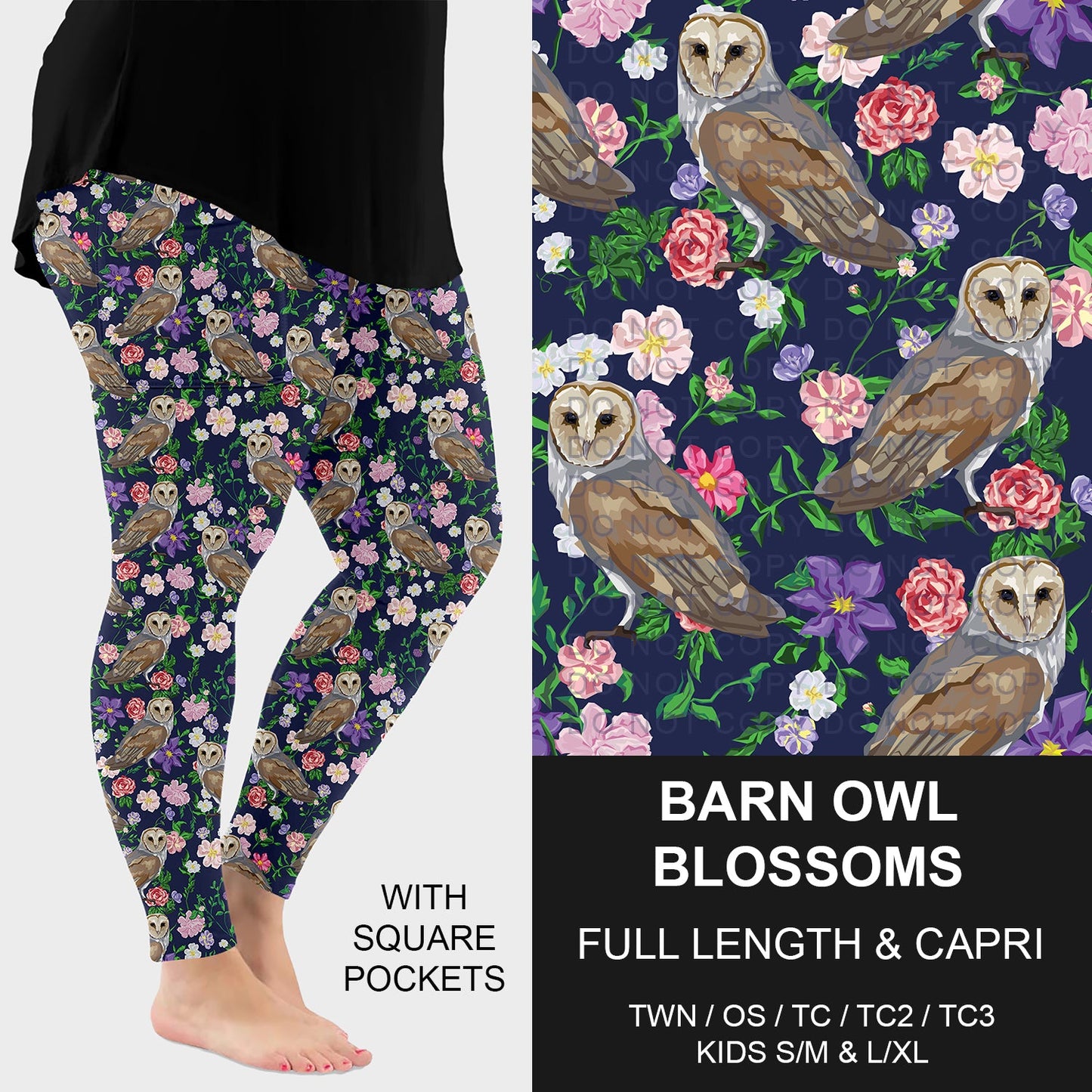 B262 - Preorder Barn Owl Blossoms Leggings w/ Pockets (Closes 11/23. ETA: late Jan.)