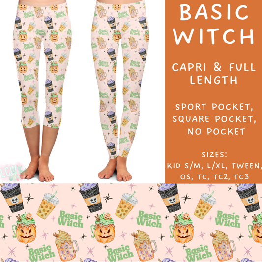 Ready To Ship - Basic Witch Full Length Leggings - Square Pocket TC2