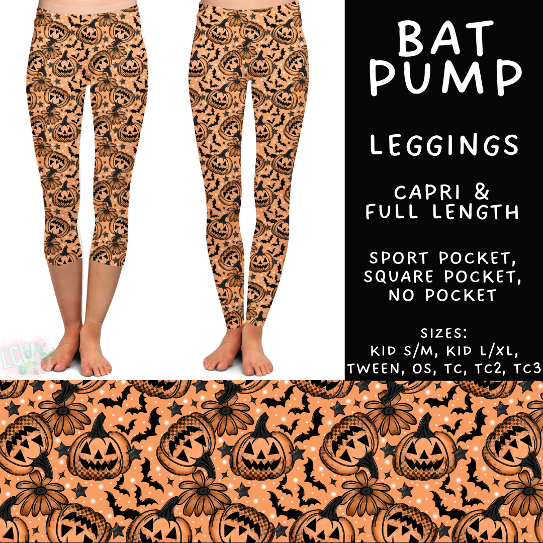 Batch #556 - Halloween 3 - Closes 7/15 - ETA mid Sept - Bat Pump Full and Capri Length Leggings