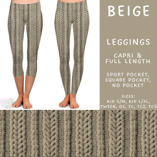 Batch #596 - Sweater Weather - Closes 10/9 - ETA early Dec - Beige Full and Capri Length Leggings