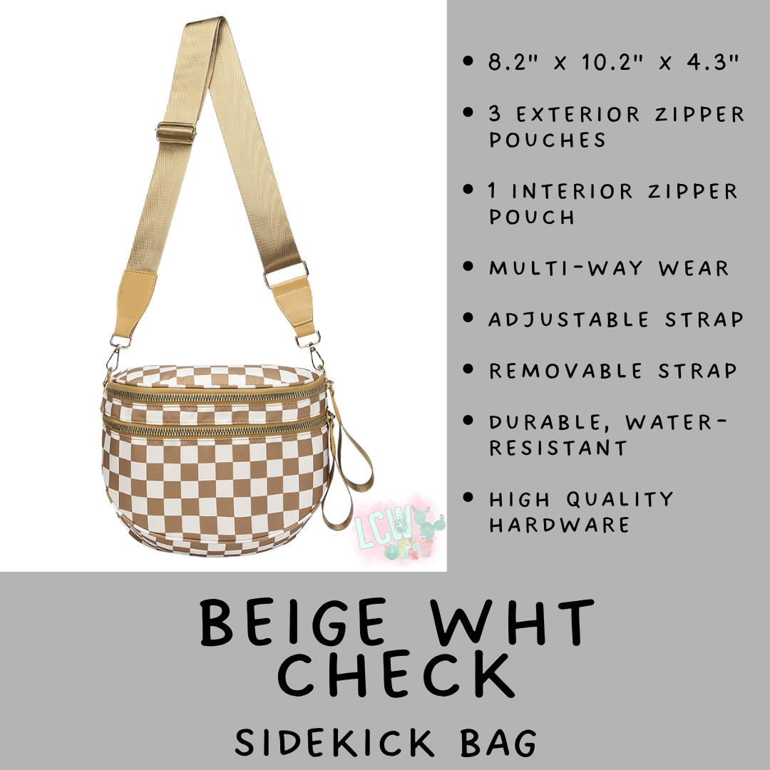 Batch #577 - Sidekick Bag - Closes 8/28 - ETA early/mid October - Beige Wht Check Sidekick Bag