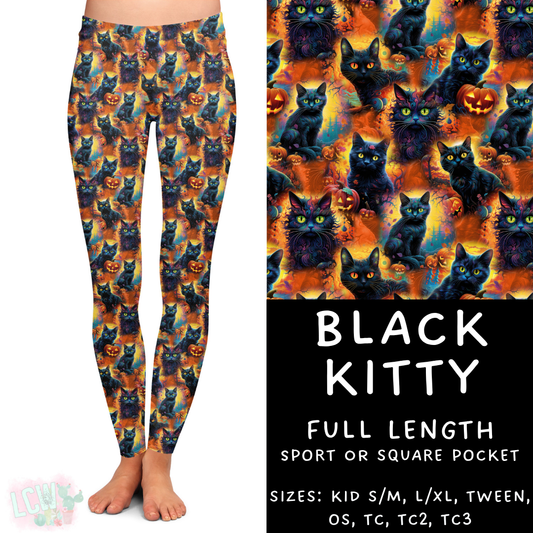 In Production - Batch #381 - Black Kitty Full Length Leggings - Square Pocket TC2
