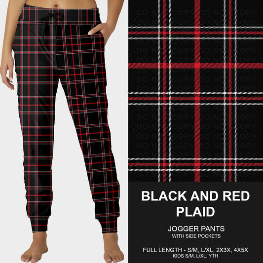 B254 - Preorder Black and Red Plaid Joggers (Closes 10/05. ETA early Dec.)