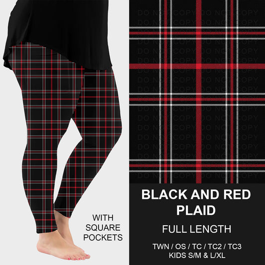 B254 - Preorder Black and Red Plaid Leggings w/ Pockets (Closes 10/05. ETA early Dec.)