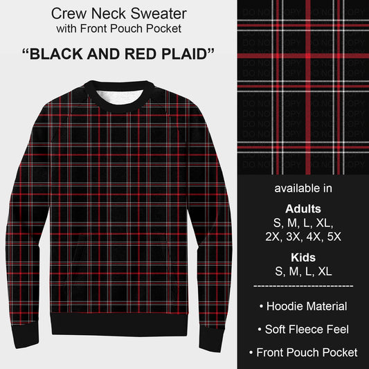 B254 - Preorder Black and Red Plaid Sweater w/ Front Pocket (Closes 10/05. ETA early Dec.)