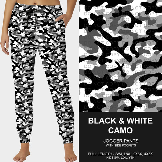 B251 - Preorder Black and White Camo Joggers (Closes 9/14. ETA mid Nov.)
