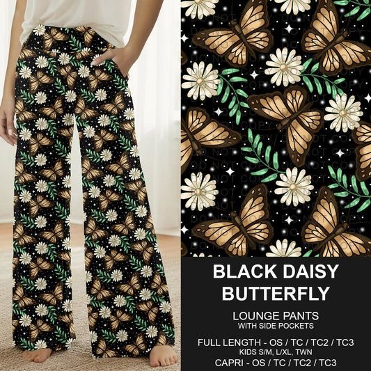 B273 - Preorder Black Daisy Butterfly Lounge Pants (Closes 2/15. ETA: late April)