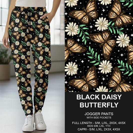 B273 - Preorder Black Daisy Butterfly Joggers (Closes 2/15. ETA: late April)