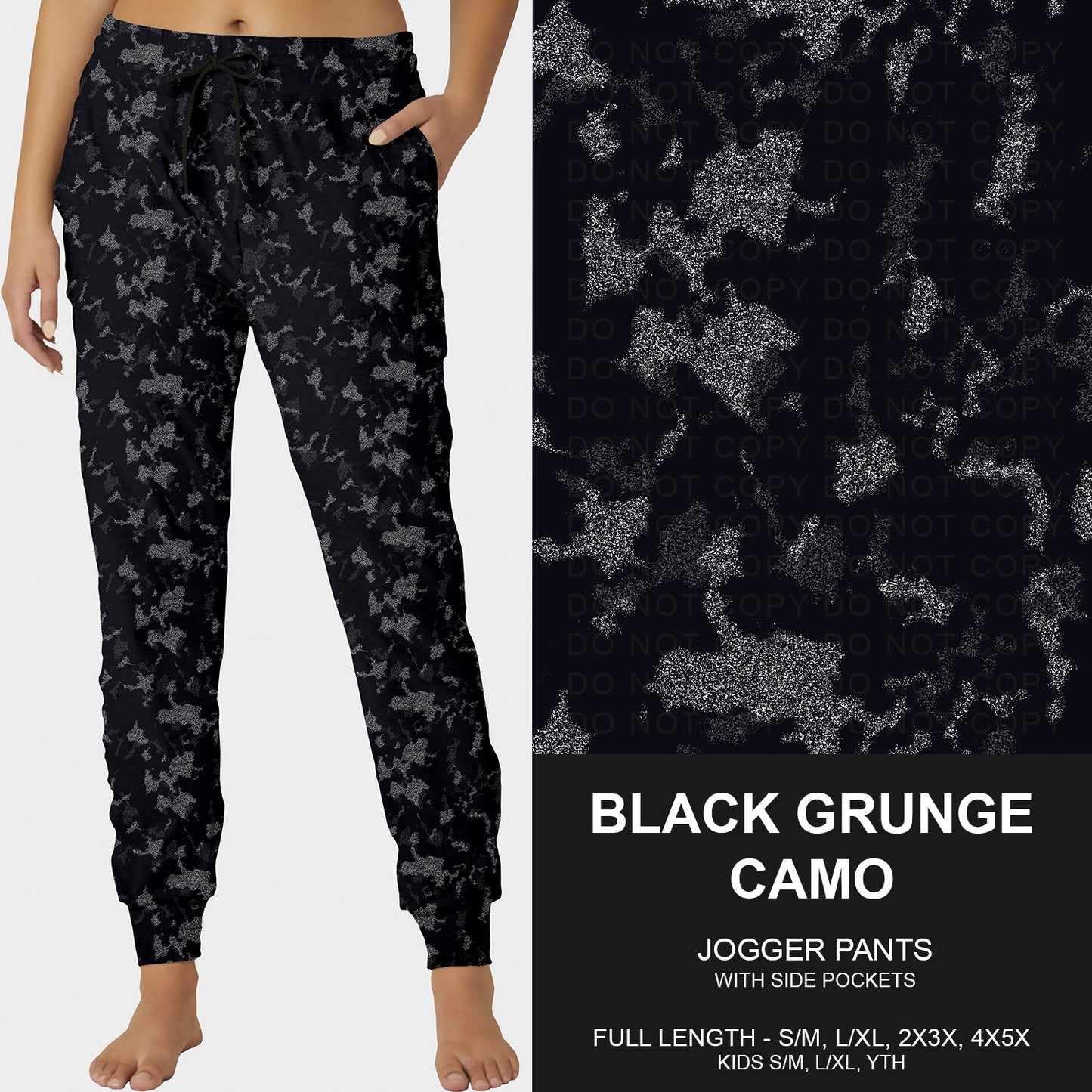 B251 - Preorder Black Grunge Camo Joggers (Closes 9/14. ETA mid Nov.)