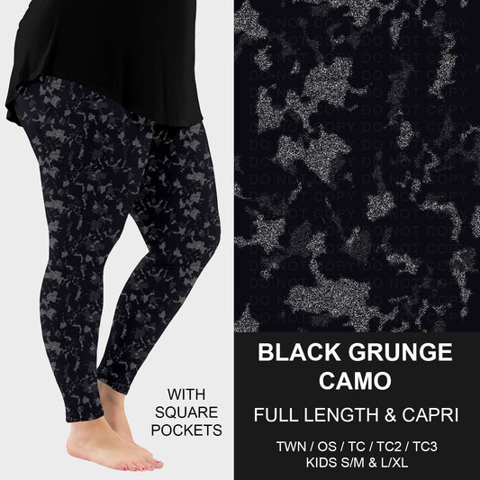 B251 - Preorder Black Grunge Camo Leggings w/ Pockets (Closes 9/14. ETA: mid Nov.)