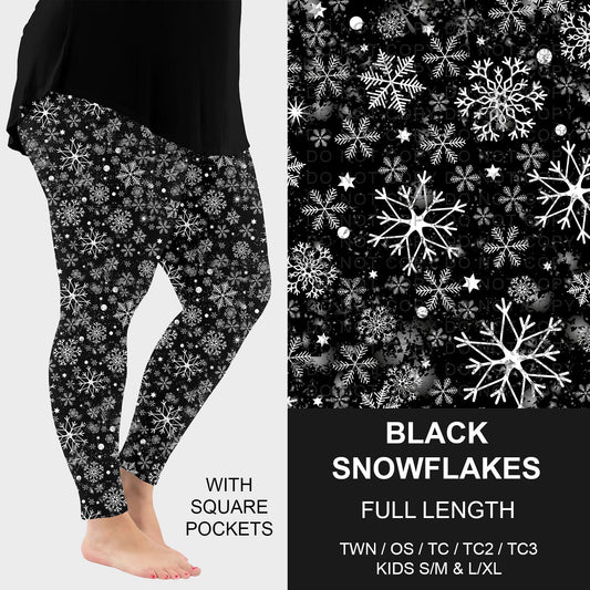 B253 - Preorder Black Snowflakes Leggings w/ Pockets (Closes 9/28. ETA late Nov.)