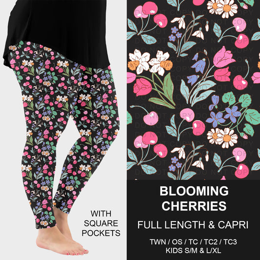 B310 - Preorder Blooming Cherries Leggings w/ Pockets (Closes 8/30. ETA: late Oct.)