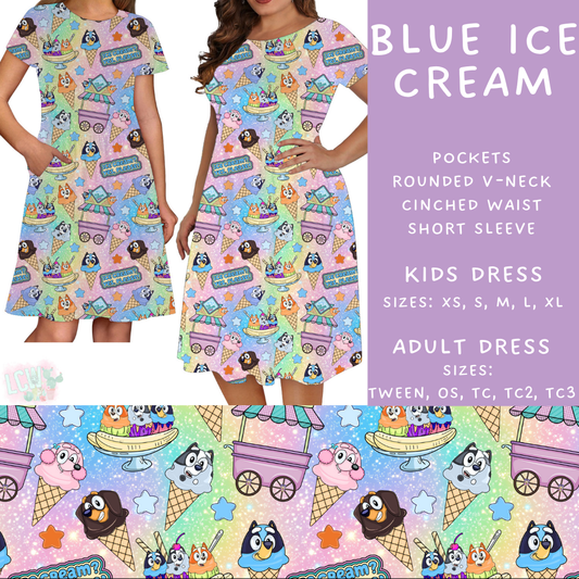 Batch #339 - Character Summer - Closes 5/15 - ETA mid July - Blue Ice Cream Adult & Kids Dresses