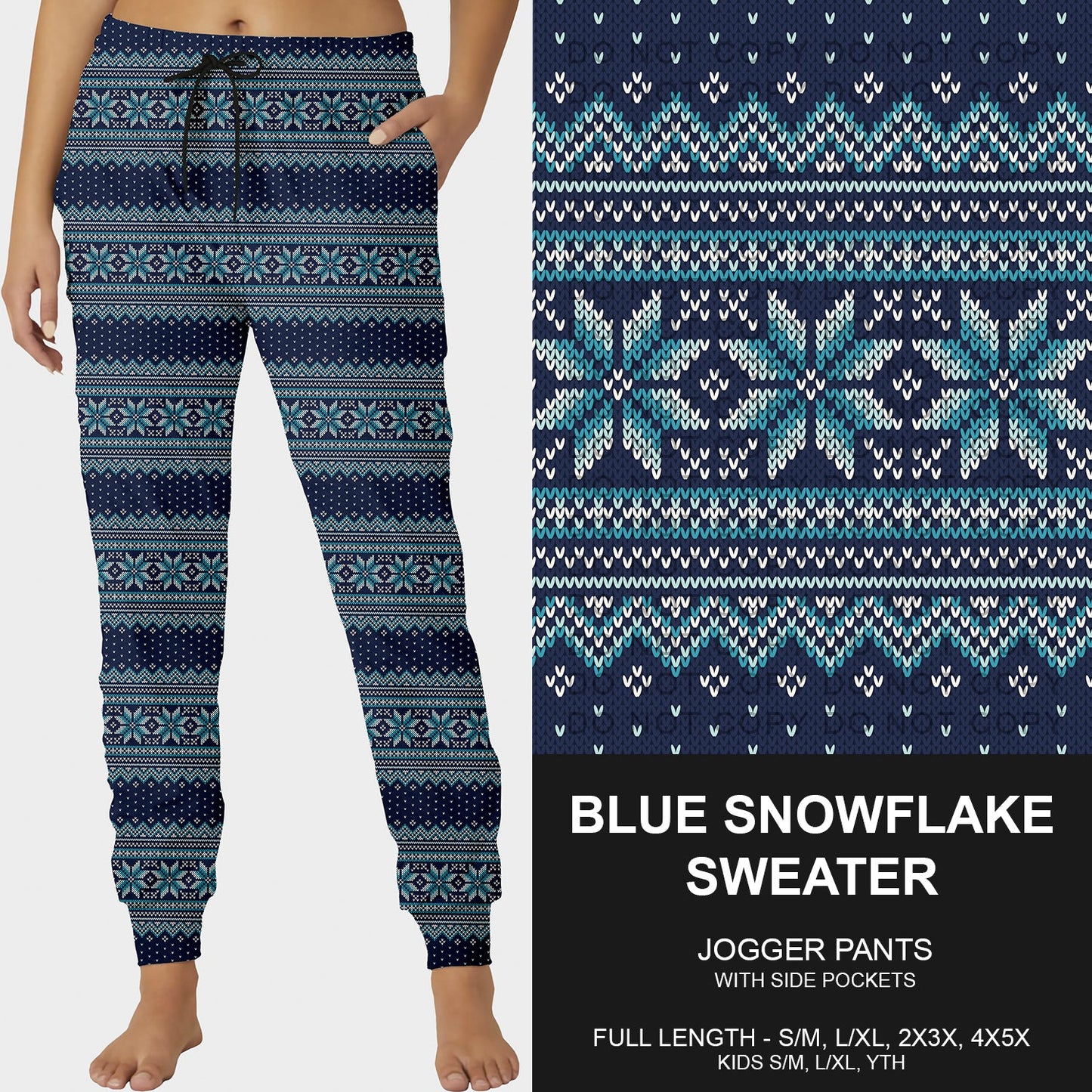 B255 - Preorder Blue Snowflake Sweater Joggers (Closes 10/12. ETA early Dec.)