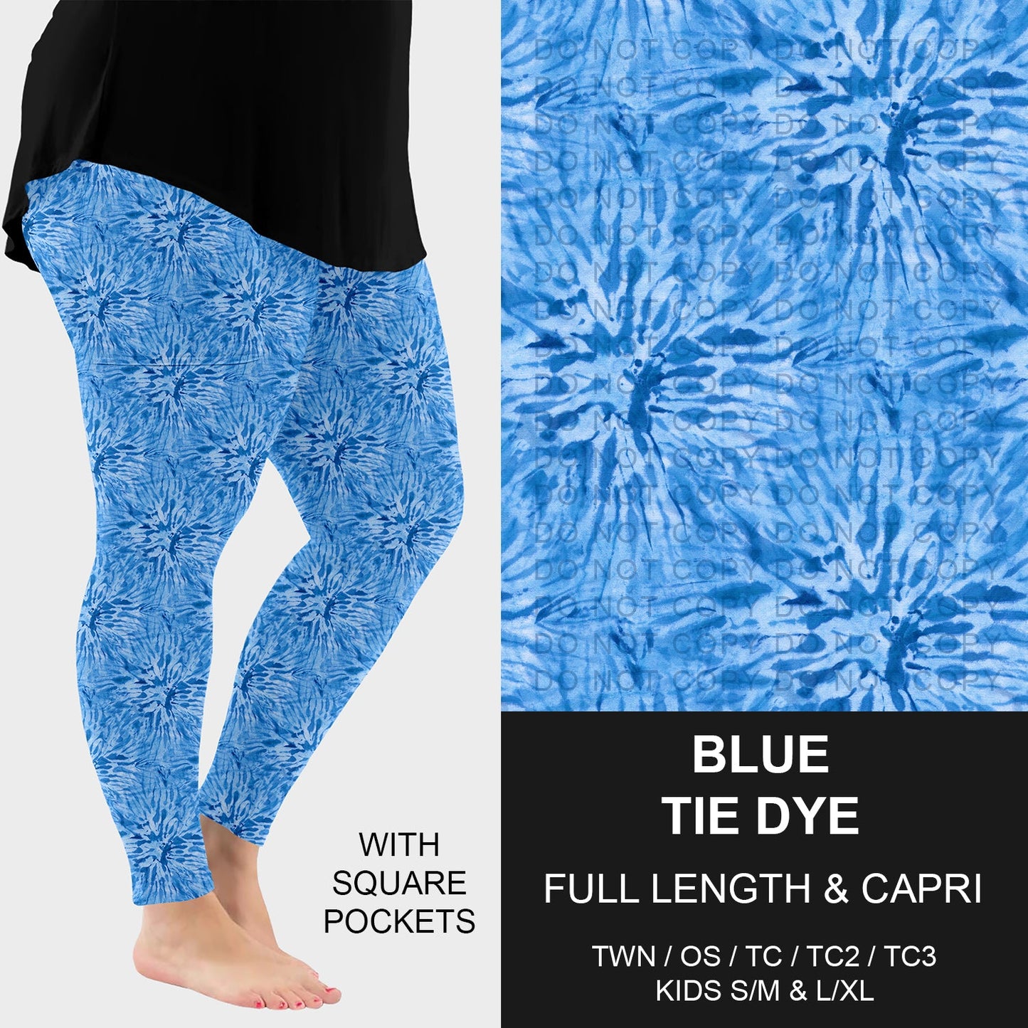 B279 - Preorder Blue Tie Dye Leggings w/ Pockets (Closes 3/18. ETA: late May)