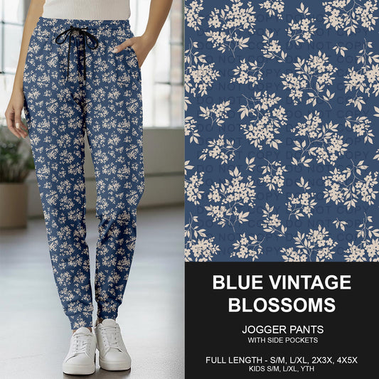 B262 - Preorder Blue Vintage Blossoms Joggers (Closes 11/23. ETA late Jan.)