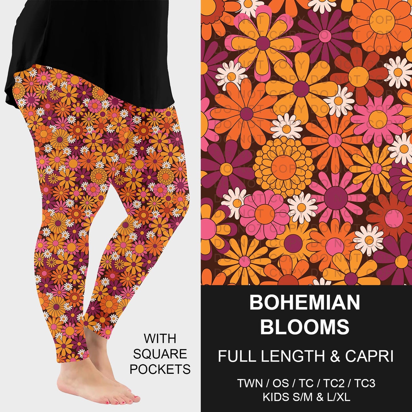 B257 - Preorder Bohemian Blooms Leggings w/ Pockets (Closes 10/26. ETA: late Dec.)