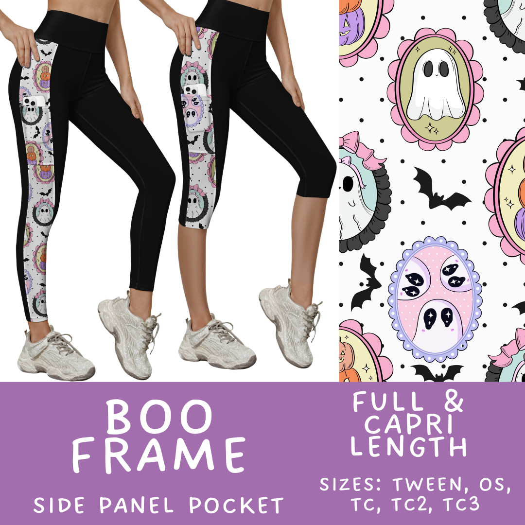 Batch #568 - Halloween Spooky Sets 3 - Closes 8/12 - ETA early October - Boo Frame Pattern Side Pocket Capris & Leggings