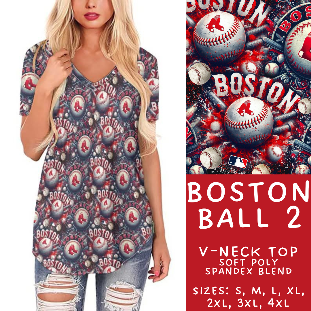 Batch #498 - Strike Out 3 - Closes 3/2 - ETA early May - Boston Ball 2 V-Neck Tee - Alonna's Legging Land