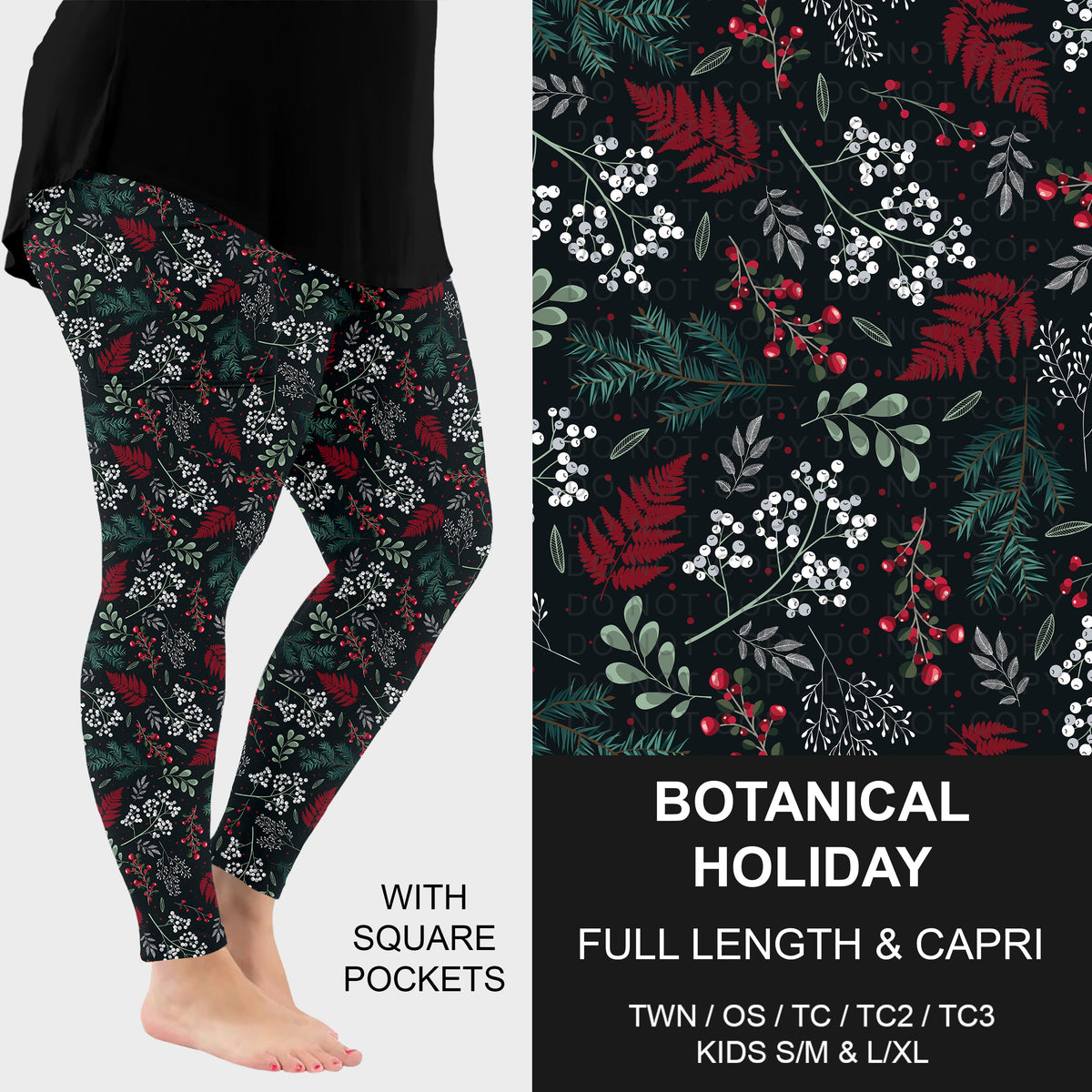 B313 - Preorder Botanical Holiday Leggings w/ Pockets (Closes 9/20. ETA: late Nov.)