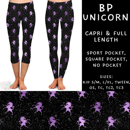 Ready To Ship - BP Unicorn - Capri Sport Leggings TC - Capri Square OS & TC