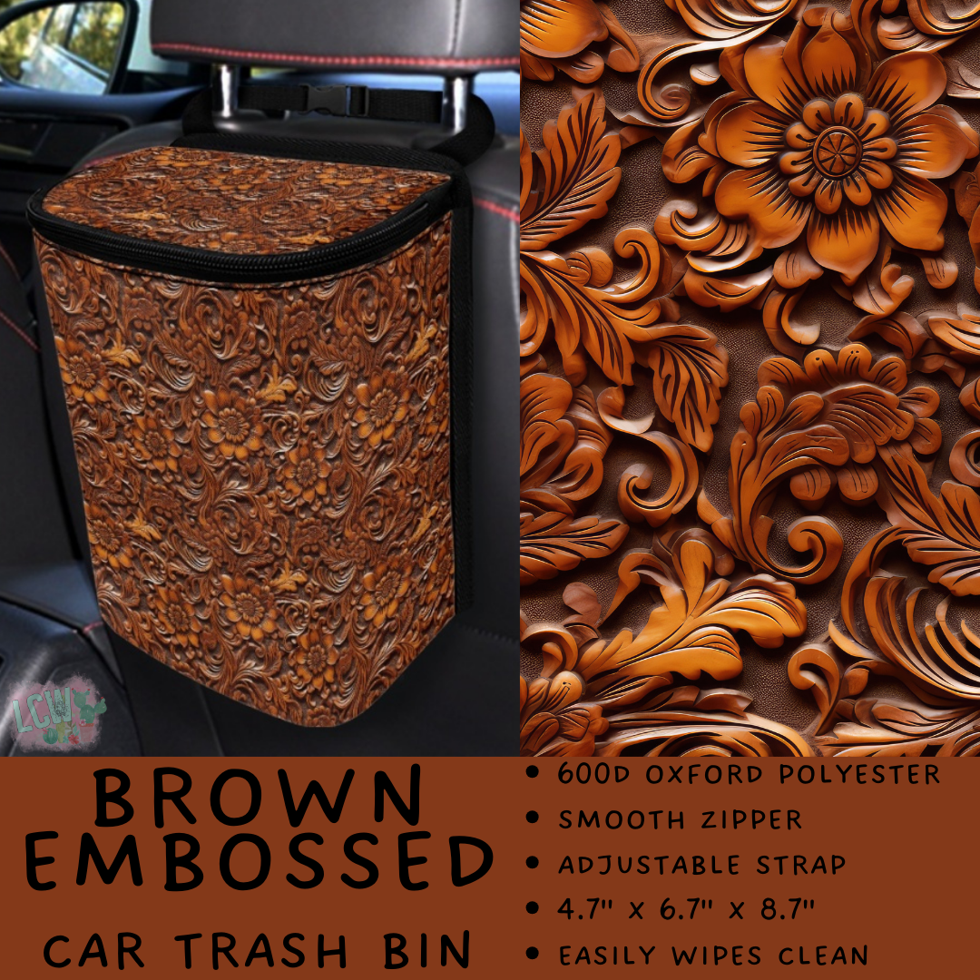 Batch #423 - Car Accessories - Closes 10/2 - ETA mid/late Nov - Brown Embossed Car Trash Bin