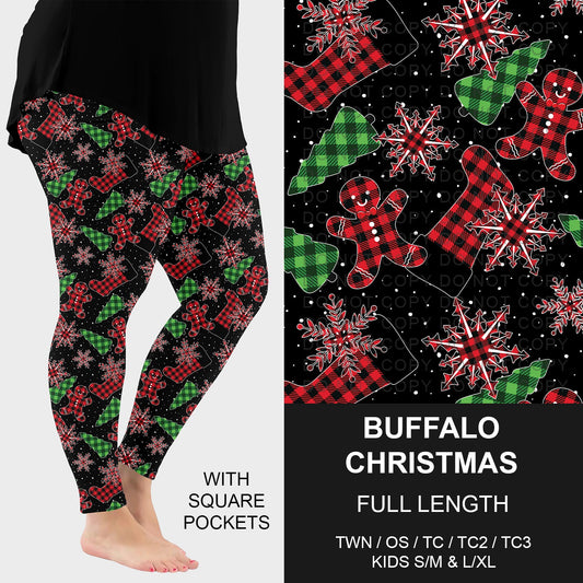 B253 - Preorder Buffalo Christmas Leggings w/ Pockets (Closes 9/28. ETA late Nov.)