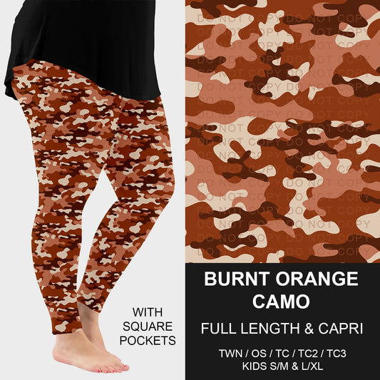B251 - Preorder Burnt Orange Camo Leggings w/ Pockets (Closes 9/14. ETA: mid Nov.)