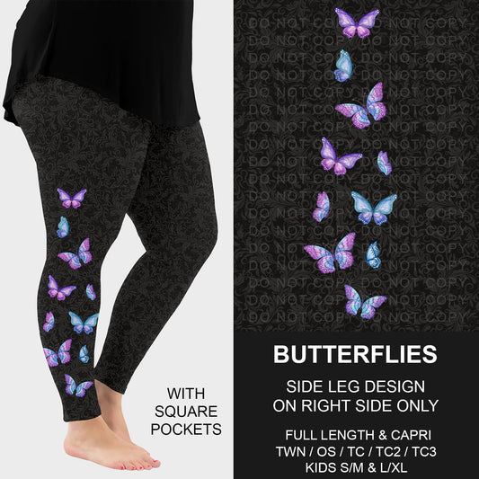 B249 - Preorder Butterflies Side Design Leggings w/ Pockets (Closes 8/31. ETA: late Oct.)