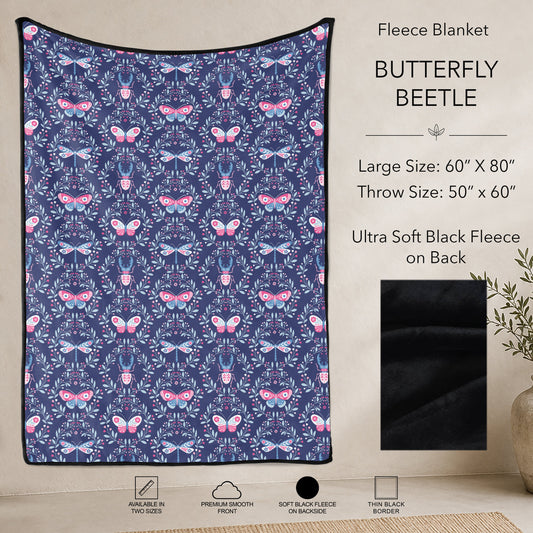 B304 - Pre-Order Butterfly Beetle Fleece Blanket (Closes 7/31. ETA: early Oct)