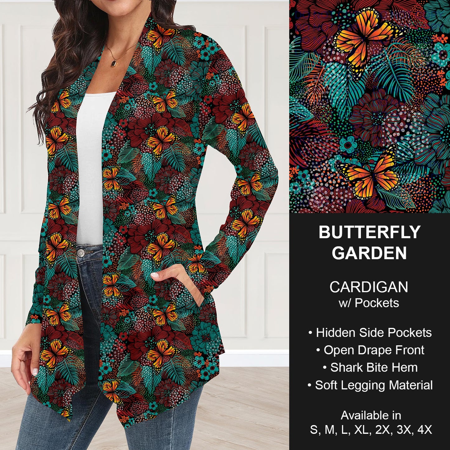 B248 - Preorder Butterfly Garden Cardigan w/ Pockets (Closes 8/24. ETA: late Oct.)