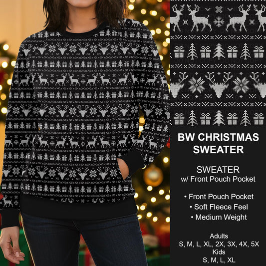 B255 - Preorder BW Christmas Sweater w/ Front Pocket (Closes 10/12. ETA early Dec.)
