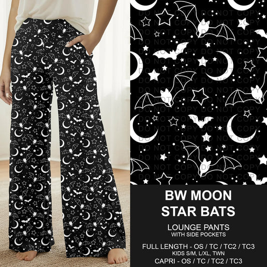 B305 - Preorder BW Moon Star Bats Lounge Pants (Closes 8/02. ETA: early Oct.)