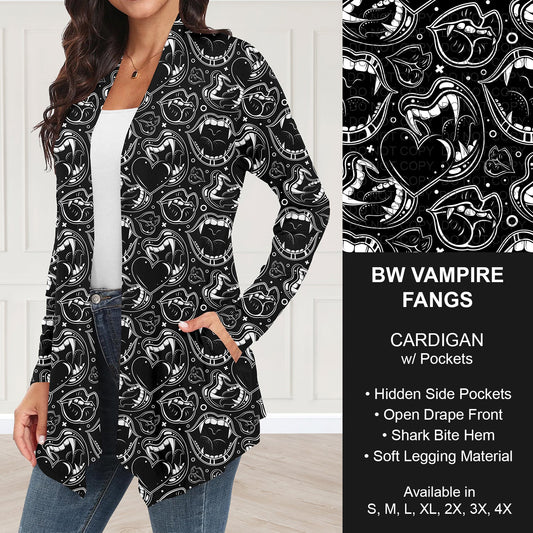 B295 - Preorder BW Vampire Fangs Cardigan w/ Pockets (Closes 6/14. ETA: late Aug.)