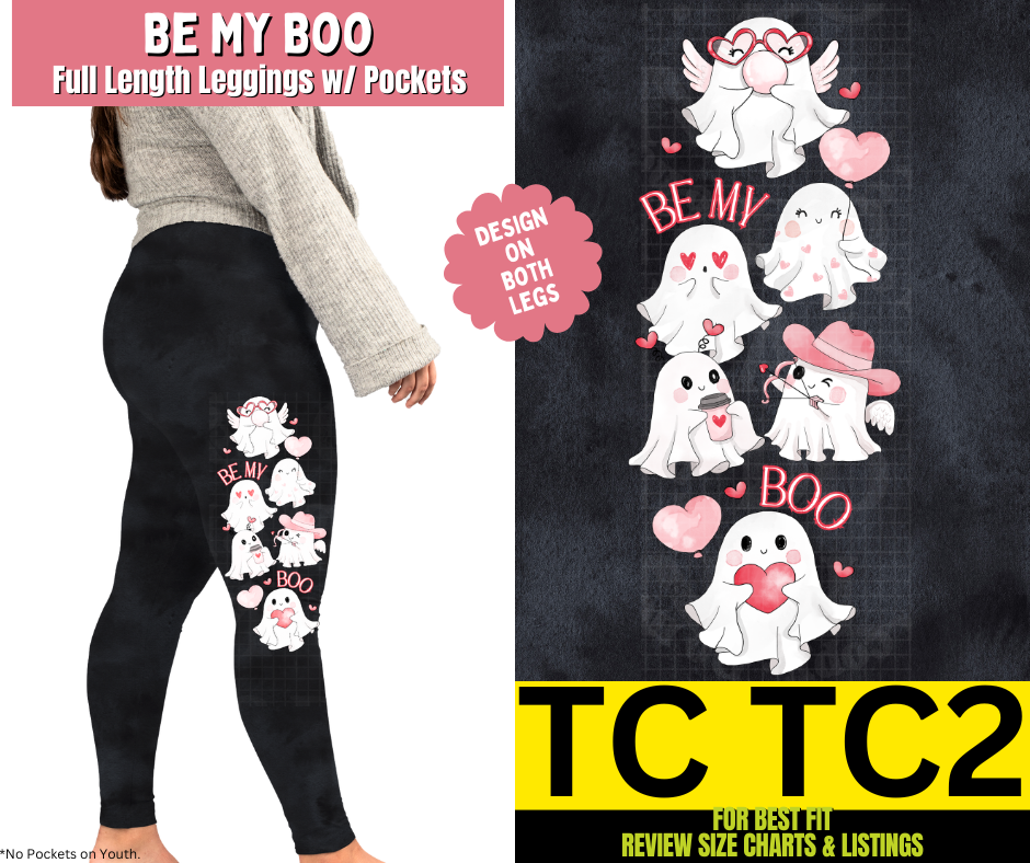 Be My Boo Watercolor Full Length Leggings w/ Side Leg Designs