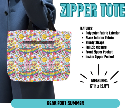 Preorder! Closes 5/21. ETA August. Bear Foot Summer Zipper Tote