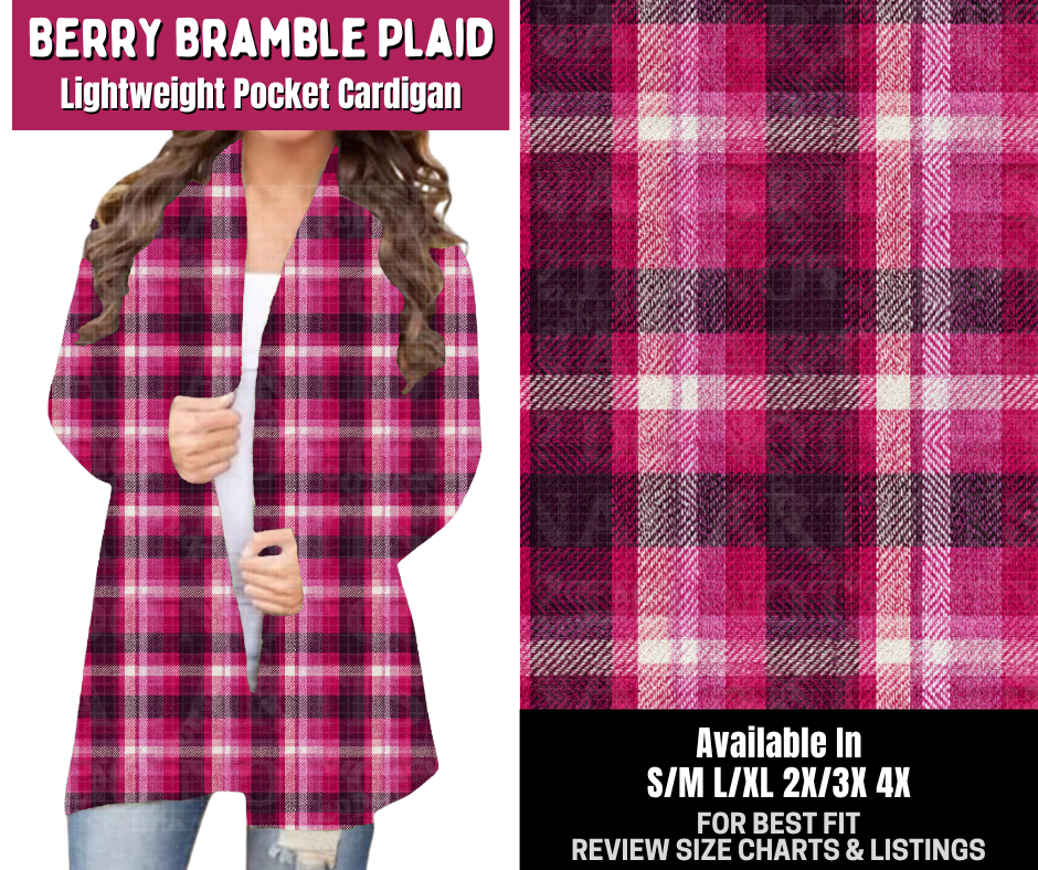 Preorder! Closes 8/6. ETA Nov. Berry Bramble Plaid Pocket Cardigan