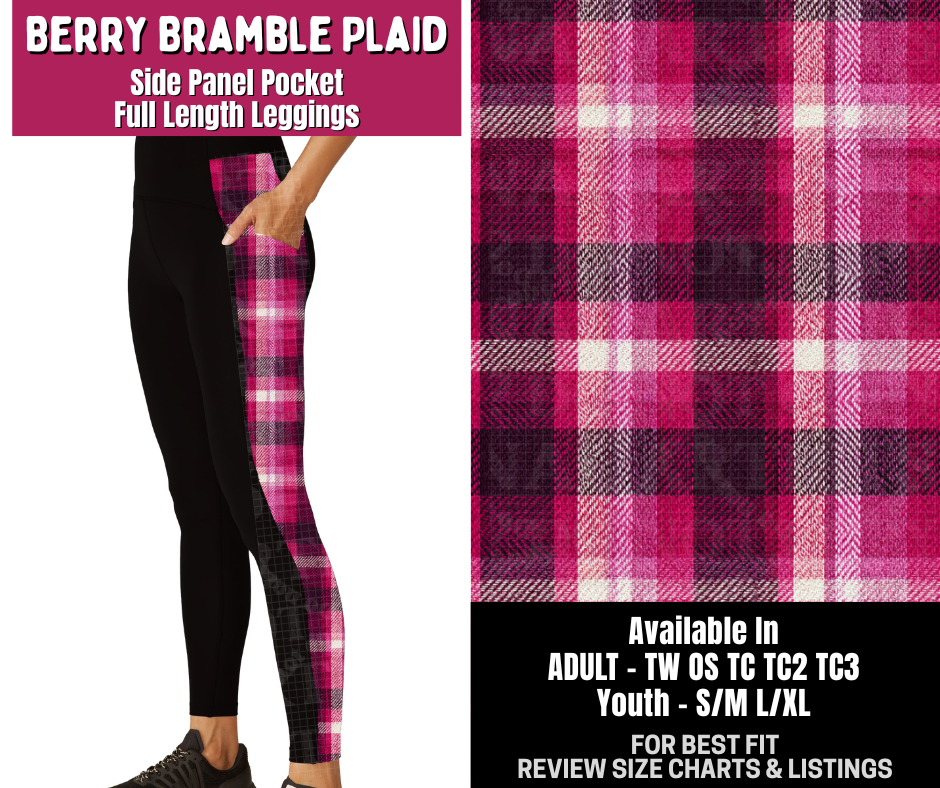 Preorder! Closes 8/6. ETA Nov. Berry Bramble Plaid Side Panel Pocket Full Length Leggings