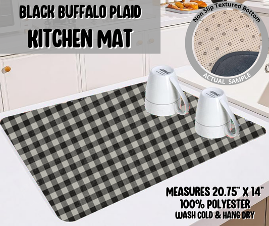 Preorder! Closes 5/22. ETA August. Black Buffalo Plaid Kitchen Mat