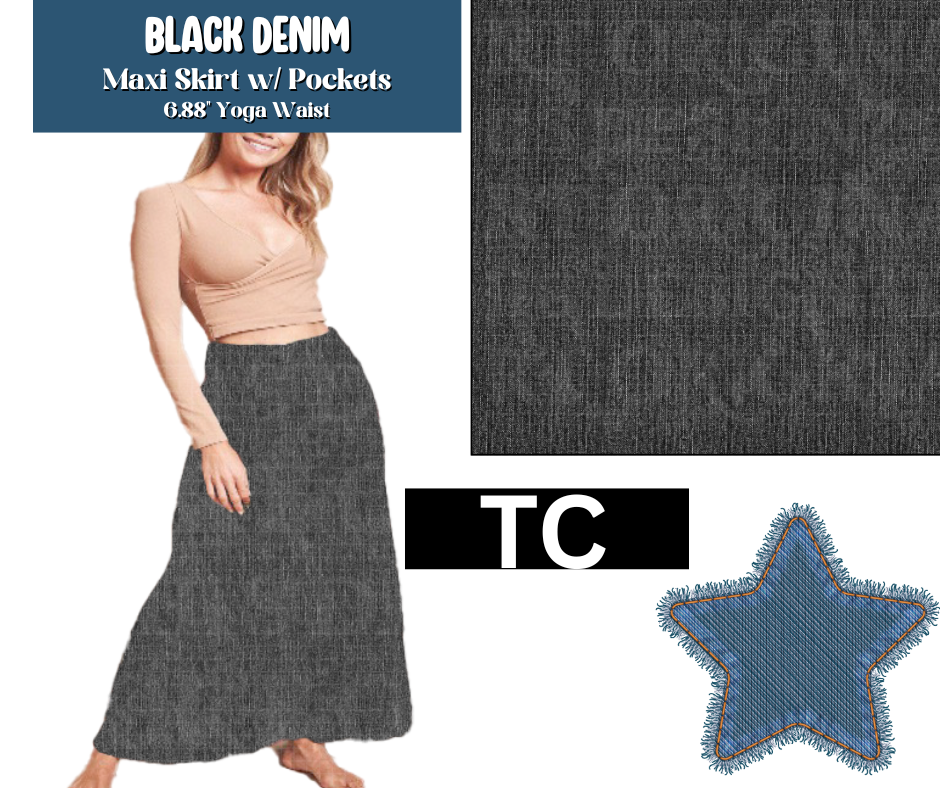 Black Denim Maxi Skirt