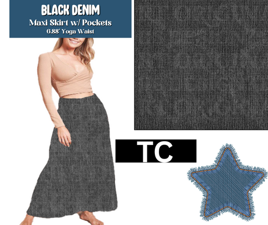 Black Denim Maxi Skirt