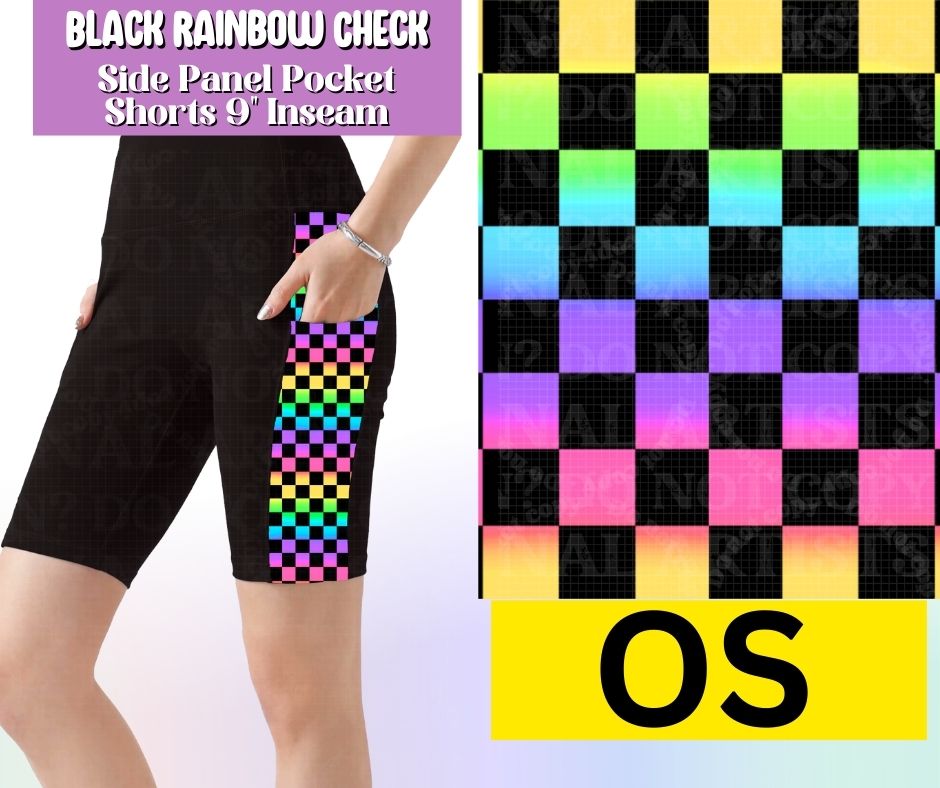 Black Rainbow Check Side Panel Pocket Jamaica Shorts