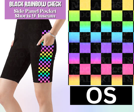 Black Rainbow Check Side Panel Pocket Jamaica Shorts
