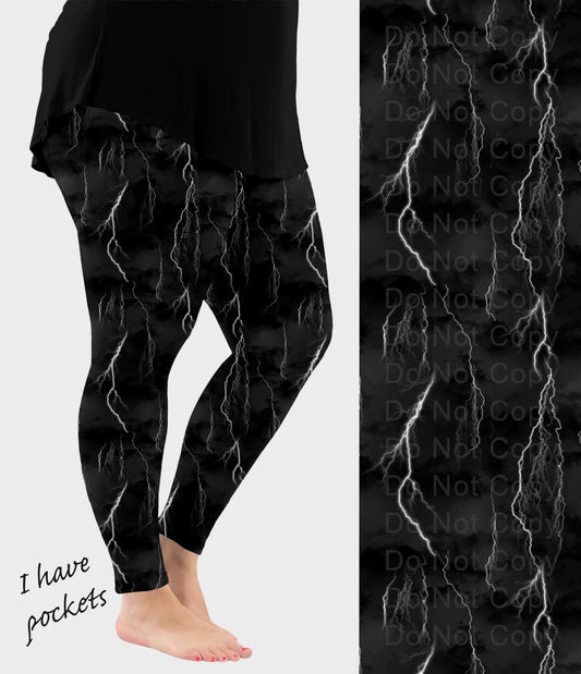 RTS - Black Lightning Leggings w/ Pockets