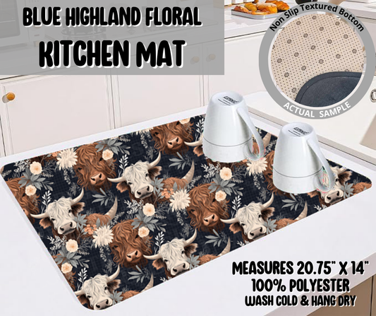 Preorder! Closes 5/22. ETA August. Blue Highland Floral Kitchen Mat